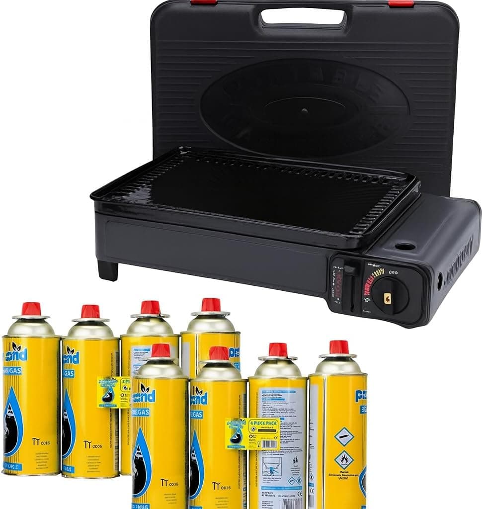 Portable gas stove with burner cans