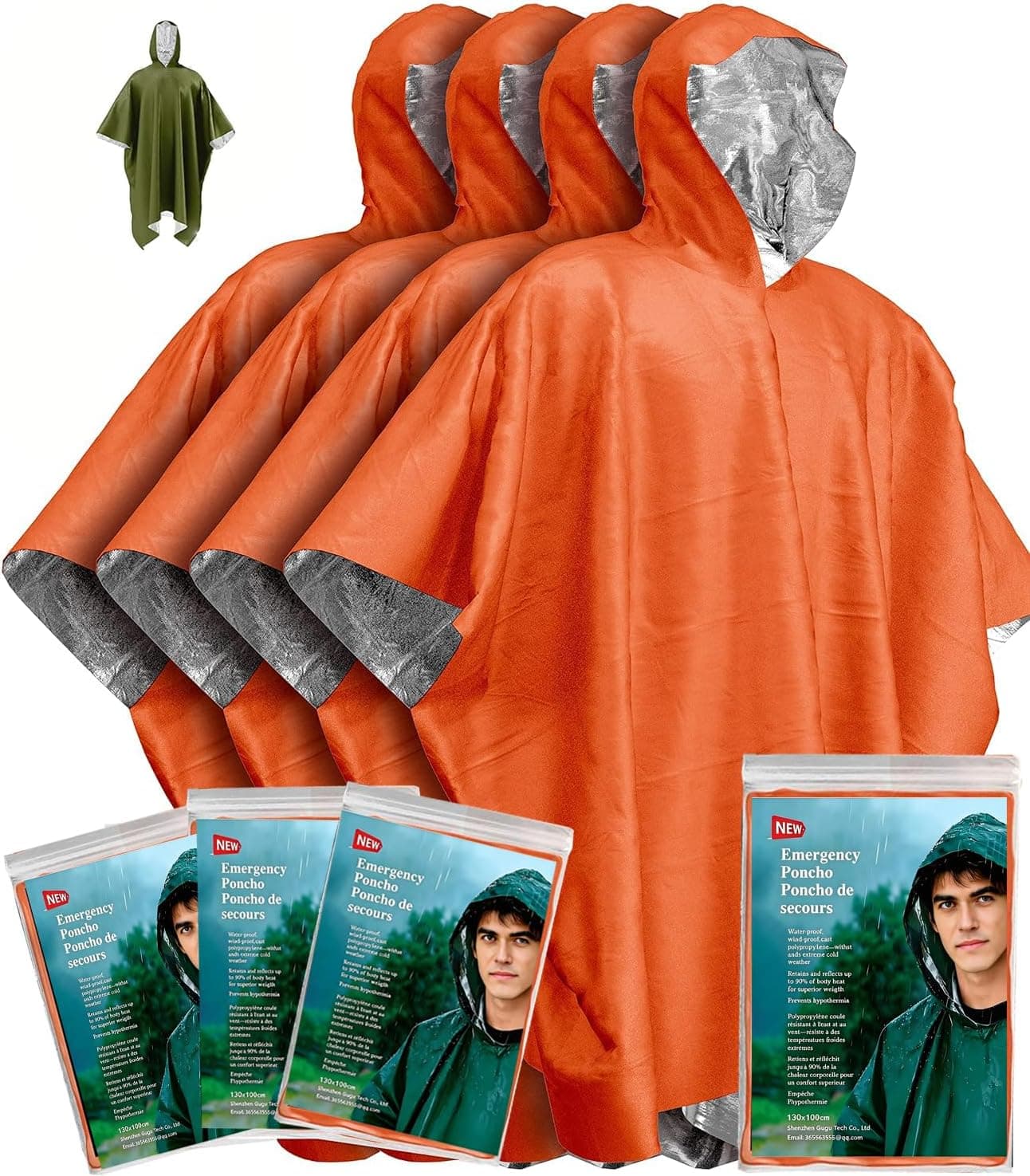 Emergency survival poncho blankets (4 pack)